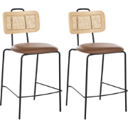 ADELANTO - Set van 2 barstoelen - Bruin - Kunstleer