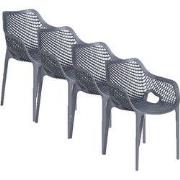 Garden Impressions Air XL kunststof tuinstoel donker grijs - 4 stuks
