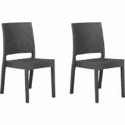 FOSSANO  - Tuinstoel set van 2 - Grafietgrijs - Synthetisch materiaal