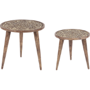 RANJA - Bijzettafel set van 2 - Donkerbruin - Mangohout