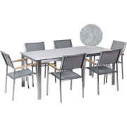 COSOLETO/GROSSETO - Tuinset 6 persoons - Grijs - Graniet/Glas