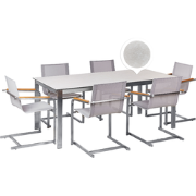 COSOLETO - Tuinset 6 persoons - Wit - Graniet/Glas