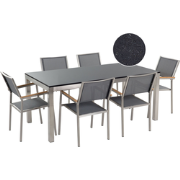 GROSSETO  - Tuinset voor 6 met stoelen - Zwart/Grafietgrijs - Graniet