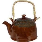 Clayre & Eef Theepot met Filter 750 ml Bruin Blauw Keramiek