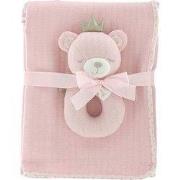 Unique Living - Blanket+rattle Baby Bear 100x75cm Pink