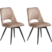 HALLETT - Eetkamerstoel set van 2 - Beige - Fluweel