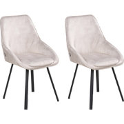 TERLTON - Eetkamerstoel set van 2 - Lichtbeige - Fluweel