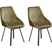 TERLTON - Eetkamerstoel set van 2 - Groen - Fluweel