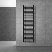 Badkamerradiator met middenaansluiting 400x1500 mm zwart mat recht met...