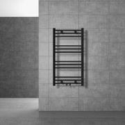 Badkamer radiator middenaansluiting 500x800 mm zwart mat recht met wan...