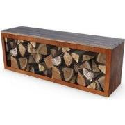 Egura Cortenstaal Houtopslag met bank Lengte: 1500 Breedte: 385 Hoogte...