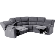 ROKKE - Hoekbank elektrisch verstelbaar - Grijs - Links -  Polyester