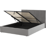 VION - Bed met opbergruimte - Grijs - 160 x 200 cm - Fluweel