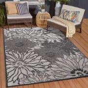Floral Outdoor - Buitenkleed Tuin - Weerbestendig Vloerkleed - Grijs- ...