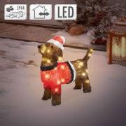 Lichtgevende teckel in kerstoutfit - LED kerstdecoratie, IP44 voor bin...