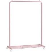 MAZAZU Kledingrek op Wielen – Roze – Metaal – 40,5 × 91 × 158 cm