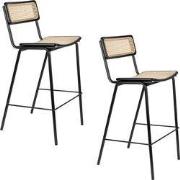 Zuiver Jort Barkrukken 77,5 cm Naturel/Zwart - Set van 2