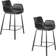 Zuiver Brit LL Barkrukken Zwart - Set van 2