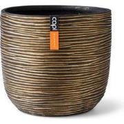 Pot bol Rib 24x21 zwart goud bloempot