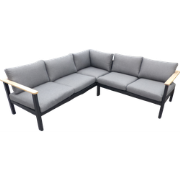 Flint cornerset zwart/acacia light teak look incl. antraciet olefin ku...