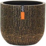 Pot bol Skin 24x21 zwart goud bloempot