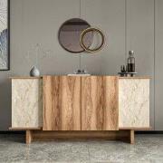 Modern Dressoir Travertin-Walnootlook Melamine Diana 180 cm