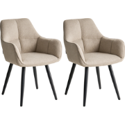 TIRANO - Eetkamerstoel set van 2 - Beige - Kunstlinnen