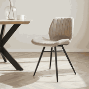 Beau Eetkamerstoel Beige Velvet Stof - Zonder Armleuningen