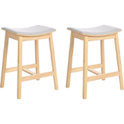 DIXON - Barkruk set van 2 - Lichtgrijs - Rubberhout