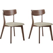 HOPE - Eetkamerstoel set van 2 - Lichtbeige - Donker hout/Stof