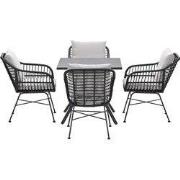 Garden Impressions Lucas tuinset zwart 5-delig - Rimini tuintafel 80x8...