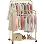 MAZAZU Dubbel Kledingrek Goud – Verrijdbaar – Met Schoenenrooster – 92...