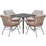 Garden Impressions Lucas tuinset bruin 5-delig - Rimini tuintafel 80x8...