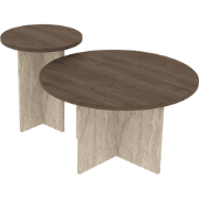 Set van 2 Salontafels met rond tafelblad Ø70 cm en Ø40 cm TILIA
