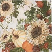 Clayre & Eef Servetten Papier Set van 20 33x33 cm Wit Beige Papier Blo...