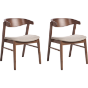 LILLY - Eetkamerstoel set van 2 - Donkerhout/Beige - Polyester