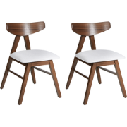 LACOTA - Eetkamerstoelen set 2 - Donkerbruin/Lichtgrijs - Rubberhout
