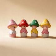 URBANJNGL - Toads - Decoratieve miniatuur paddenstoel poppetjes - 4 st...