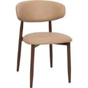 Eetkamerstoel - Beige/Walnoot - PU Leer - Alexia - Set van 2