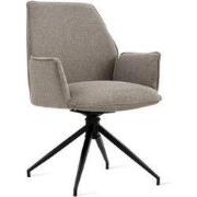 Eetkamerstoel Jill Linnen Taupe - "Taupe" - 90 cm x 57 cm x 63 cm - Li...