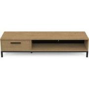 Meuble TV 1 tiroir et 1 niche décor chêne et noir mat L183 cm - CRAFT