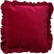 YARA - Kussenhoes 45x45 cm - 100% katoen - velvet - met ruches - Red P...