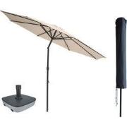 Kopu® Valencia Parasol Rond 300 cm met Beschermhoes en Voet - Creme