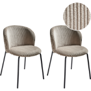 MILES - Eetkamerstoel set van 2 - Taupe - Corduroy