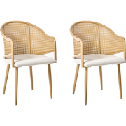 WEIMAR - Eetkamerstoel set van 2 - Lichtbruin/Wit - Polyester