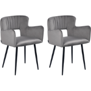 SANILAC - Eetkamerstoel set van 2 - Grijs - Fluweel