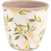 Clayre & Eef Bloempot Ø 17x16 cm Geel Keramiek Citroen