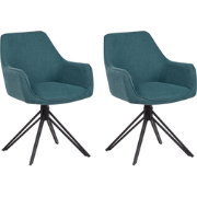JODAR - Eetkamerstoel set van 2 - Blauwgroen - Stof