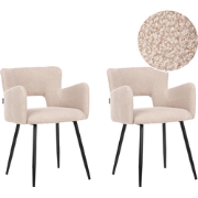 SANILAC - Eetkamerstoel set van 2 - Beige - Bouclé