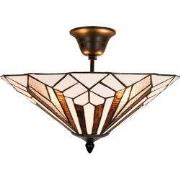 Lumilamp Plafondlamp Tiffany Ø 40x28 cm Wit Bruin Metaal